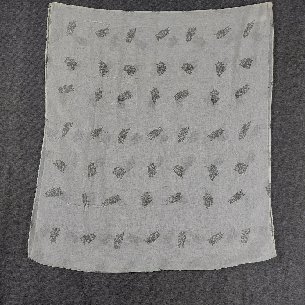 MANHATTAN SCARF COMPANY WOMENS WHITE GRAY SHEER INFINITY OWL PRINT SCARF 29×69